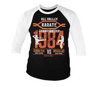 Cobra Kai Officiellement sous Licence All Valley Karate Championship Baseball 3/4 Manches T-Shirt (Noir), X-Large