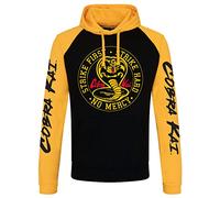 Cobra Kai Officiellement sous Licence Baseball Sweat À Capuche (Noir-Jaune), Medium