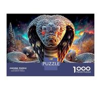 Cobra Puzzle 1000 Pièces Classique pour Couples Anti-Stress & Entraînement Cérébral Carton Épais Cadeau Anniversaire Serpent aux Yeux Flamboyants 52x38cm