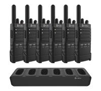 Cobra PX650 Talkies-Walkies Professionnels (Pack de 6) - Talkies-Walkies Rechargeables PMR446 pour Entreprises, portée de 27000 m²/25 étages, Protection poussière et éclaboussures (IP54), Noir