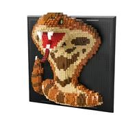 Cobra Snake Animaux 3D Art mural Mini Micro blocs de construction | Kit de modèle de reptile sauvage pour adultes, bureau ou décoration murale, jouet créatif pour adolescents et enfants âgés de