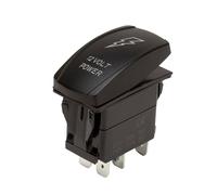 Cobra-Tek Interrupteur à bascule blanc éclairé gravé au laser, étanche, 12 V/24 V, fonction marche/arrêt, capacité de 20 A