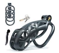 Cobra Ventilation 3D Cage à pénis Cage de chasteté Homme Ceinture de chasteté Ensemble avec 4 tailles Cock Ring Cock Cage Cage de chasteté Sex Toy Bondage Chastity Penis Cage(Gebogenenring,A)