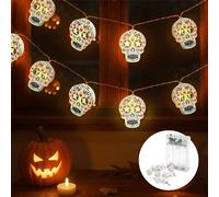 Cobus CozyHome Guirlande lumineuse tête de mort - 20 LED blanc chaud et 5 m | Guirlande lumineuse LED avec minuterie et minuterie pour Halloween - Tête de mort et lumière - Décoration d'intérieur