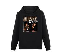 CoByda Johnny Depp Men's Black Hooded Unisex Sweatshirt S