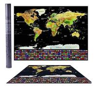 Cobye - Carte du Monde à Gratter XXL 82x59 cm - Map avec Drapeaux des Pays - Poster Géographique Décoratif + Accessoires Voyage