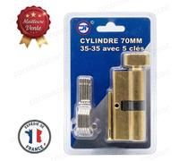 Cobye - Cylindre de Serrure 35x35 mm - 70 mm avec Verrou de Sécurité, Barillet de Porte Sécurisé Universel avec 5 Clés
