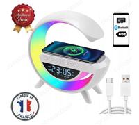 Cobye -Lampe LED RGB Gaming Multifonction avec Chargeur à Induction, Haut-Parleur Bluetooth, Réveil Radio et Horloge Digitale