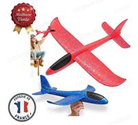 Cobye- Lot de 2 Avions en Mousse rouge et bleu 36 cm à Lancer à la Main - Planeur Extérieur / Intérieur - Avion Mousse Léger