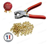 Cobye - Pince à Œillets 140 mm + 100 Œillets 7mm - Kit Pose Œillets Métal pour Bâche, Cuir, Tissu et Rideaux