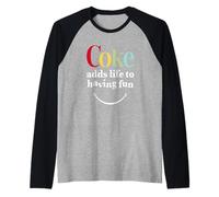 Coca-Cola Adds Life to Having Fun Colourful Smile Text Logo Manche Raglan