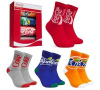 Coca-Cola Chaussettes Homme et Ado Lot 4 ou 5 Chaussettes Fantaisie Mi-Mollet Design Fanta Sprite Idée Cadeau Homme (Multi, 40/46 EU, 4)