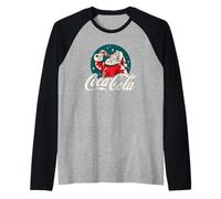Coca-Cola Christmas Santa Drinking Soda Vintage Portrait Manche Raglan