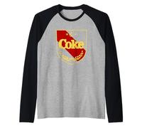 Coca-Cola Coke 1886 Shield Team Varsity Style Logo Manche Raglan