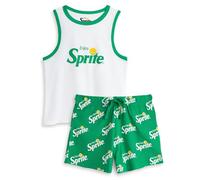Coca-Cola Ensemble Pyjama Sprite Blanc et Vert pour Femme | Ensemble Gilet et Short sans Manches | Tenue de Nuit Confortable | Tenue de détente en Tissu Doux | Idéal pour Les Loisirs à la Maison