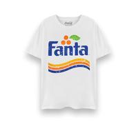 Coca-Cola Fanta T-shirt pour homme | T-shirt graphique à manches courtes avec logo original pour adultes en blanc | Haut à manches courtes en tissu vieilli Fanta Orange Vintage Apparel, Fanta - Blanc,