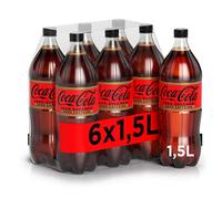 Coca-Cola Lot de 6 bouteilles en PET 100 % recyclables sans caféine pour boissons alcoolisées 1,5 l