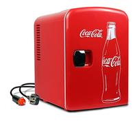 Coca-Cola Mini réfrigérateur silencieux pour chambre à coucher 4 L 6 canettes pour soins de la peau, bureau, nourriture, boissons, enfants, maison, voiture et voyage 12 V Rouge