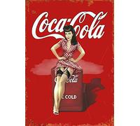 Coca Cola Plaque murale vintage en métal avec inscription « Kitchen Drink Pop » Taille L A4 (200x280 mm)