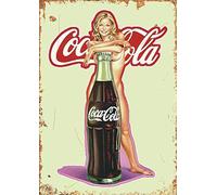 Coca Cola Plaque murale vintage en métal avec inscription « Kitchen Drink Pop » Taille L A4 (200x280 mm)