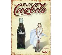 Coca Cola Plaque murale vintage en métal avec inscription « Kitchen Drink Pop » Taille L A4 (200x280 mm)