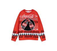 Coca-Cola Pull de Noël Rouge à Logo Fair Isle pour Homme | Col Ras du Cou et Manches Longues pour Les fêtes | Vêtements de fête pour Noël | Produits dérivés