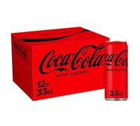 COCA-COLA - Soda Cola Zéro Sucres, Plaisir Gazeux Rafraîchissant, Pack de 12 Canettes 33cL L'unité