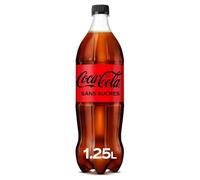 COCA-COLA - Soda Zéro Sucres au Goût Intense de Cola, Rafraîchissement Léger en Bouteille 1.25L - Lot de 4 - vendu par Lot
