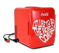 Coca Cola World 1971 Series Portable 6 Can Thermoelectric Mini Fridge Cooler/Warmer, 4 L/4.2 Quarts Capacity, 12V DC/240V AC for Home, Dorm, car, Boat, Beverages, Snacks, Skincare, Cosmetics