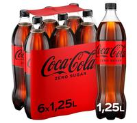 COCA-COLA Zéro Boisson gazeuse aux extraits végétaux sans sucres 6 x 1,25 L