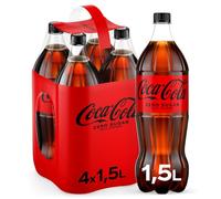 Coca-Cola Zero Sugar - Boisson rafraîchissante contenant de la caféine au goût original de Coca-Cola - zéro sucre et sans calories - Boisson rafraîchissante en bouteilles jetables 4 x 1500 ml