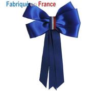 Cocarde de conscrit Bleu roi pour defiles de classards ruban de satin et centre tricolore