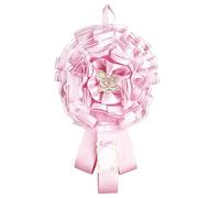 Cocarde de naissance avec rubans de satin parchemin et application de queues