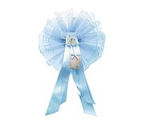 Cocarde de naissance avec rubans de satin parchemin et application de queues