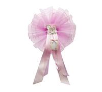 Cocarde de naissance avec rubans de satin parchemin et application de queues