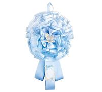 Cocarde de naissance avec rubans de satin parchemin et application de queues