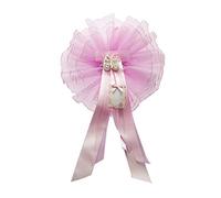 Cocarde de naissance avec rubans de satin parchemin et application de queues