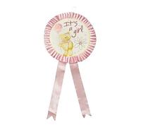 Cocarde de naissance pour fille à suspendre 33 cm gadget pour annonce naissance d'une fille inscription « It's a girl » recto/verso