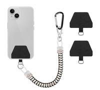 COCASES Chaîne de Téléphone Portable avec Câble Spiralé Flexible, Porte-clés Longe Universel Compatible avec iPhone/Samsung/Huawei (2 Inserts, argenté)