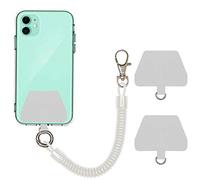 COCASES Chaîne de Téléphone Portable avec Câble Spiralé Flexible, Porte-clés Longe Universel Compatible avec iPhone/Samsung/Huawei (2 Inserts, Transparent)