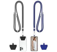 COCASES Cordon Telephone Portable, Collier de Telephone, 2 pièces Universelle Capes de Collier de Longe compatibles avec Plupart des Smartphones (Noir + Bleu)