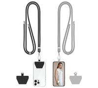 COCASES Cordon Telephone Portable, Collier Smartphone, 2 pièces Universelle Capes de Collier de Longe Compatibles avec Plupart des Smartphones (Noir + Gris)