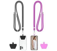 COCASES Cordon Telephone Portable, Collier Téléphone Portable, 2 pièces Universelle Capes de Collier de Longe Compatibles avec Plupart des Smartphones (Noir + Violette)