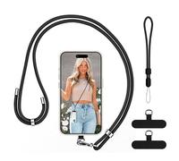 COCASES Cordon Telephone Portable-Laniere Ttéléphone Portable réglables et Sangles de Poignet Chaine pour iphone compatible avec la plupart des téléphones portables-2 Patchs Noir