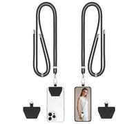 COCASES Cordon Telephone Portable, Tour de Cou Telephone Universelle Capes de Collier de Longe Compatibles avec Plupart des Smartphones (2 pièces Noir)