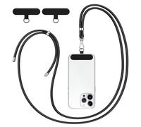 COCASES Lanière à bandoulière pour téléphone - Sangle universelle réglable avec 2 coussinets - Chaîne tour de cou de téléphone compatible avec la plupart des smartphones et étuis (noir), Noir , 150 cm