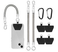 COCASES Lanière universelle pour téléphone portable, lot de 2, élastique et antivol, avec patch, compatible avec la plupart des smartphones (argenté*2)