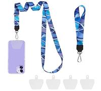 COCASES Tour de Cou Telephone,2 pièces dragonne Main Longe clé détachable Longe Universelle téléphone avec 4 pièces adhésives individuelles pour Plupart des Smartphones(vague)