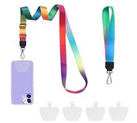COCASES Tour de Cou Telephone,2 pièces dragonne Main Longe clé détachable Longe Universelle téléphone avec 4 pièces adhésives individuelles pour Plupart des Smartphones(arc-en-ciel)