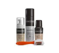 Coccine - Kit Entretien Chaussures Daim Nubuck 4 en 1, Imperméabilisant | Mousse Nettoyante, Raviveur de Couleur, Spray Hydrofuge et Brosse, Élimine Saleté, Protège contre Eau, Boue, Sel, Poussière